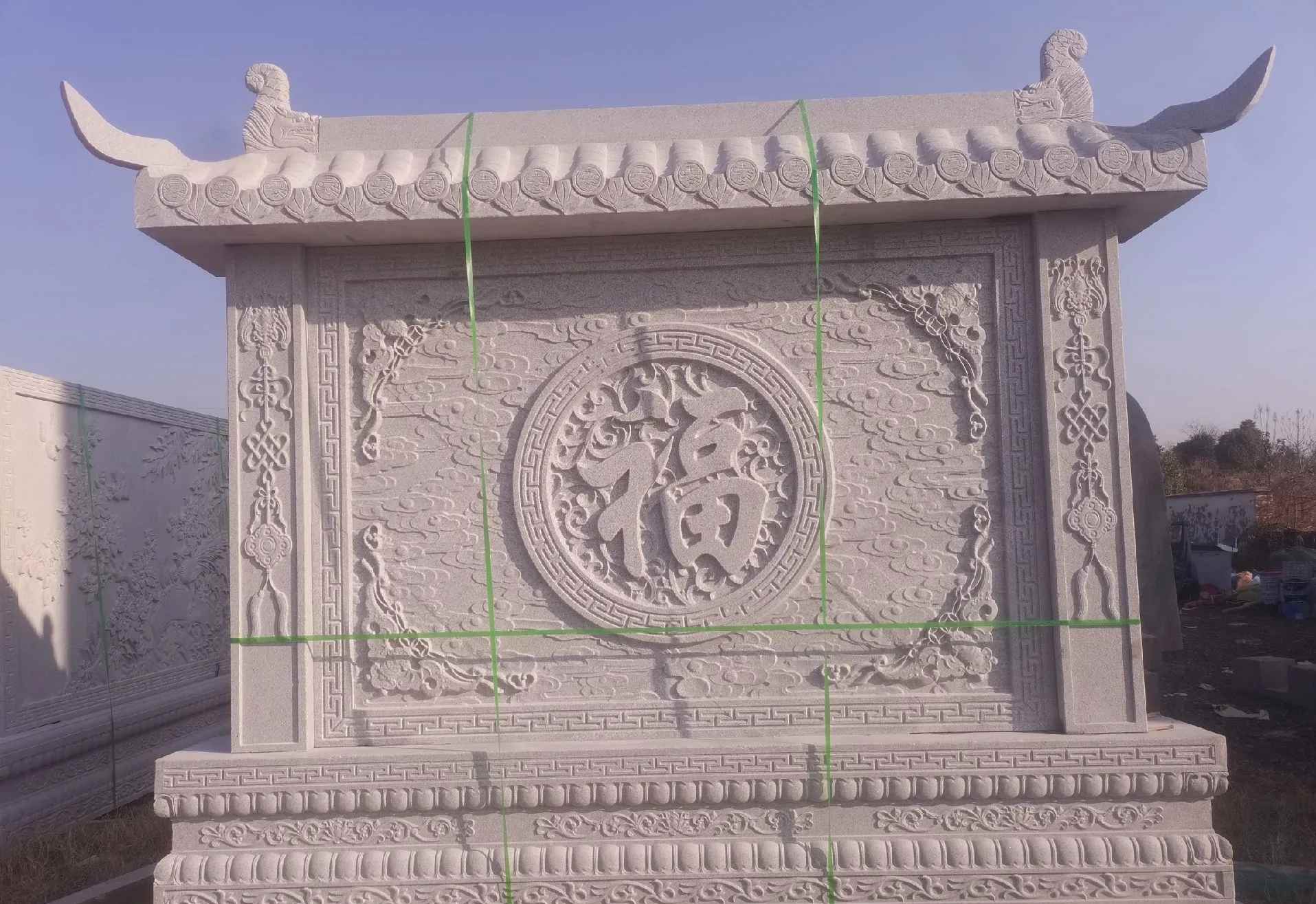 自贡 芝麻白花岗岩屏风，照壁，影壁